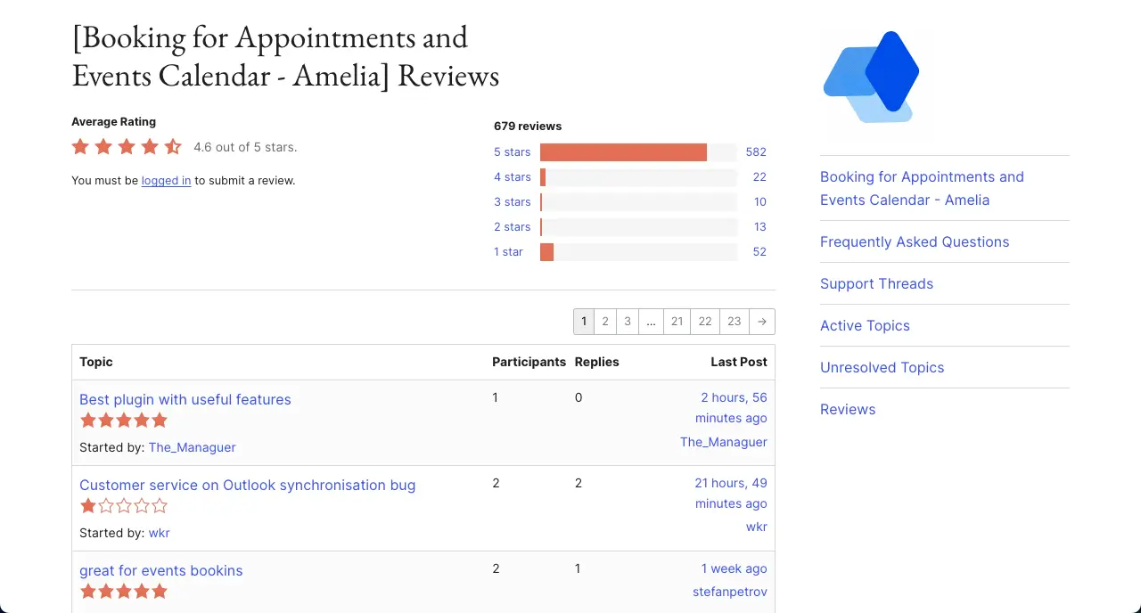 Amelia ratings and reviews