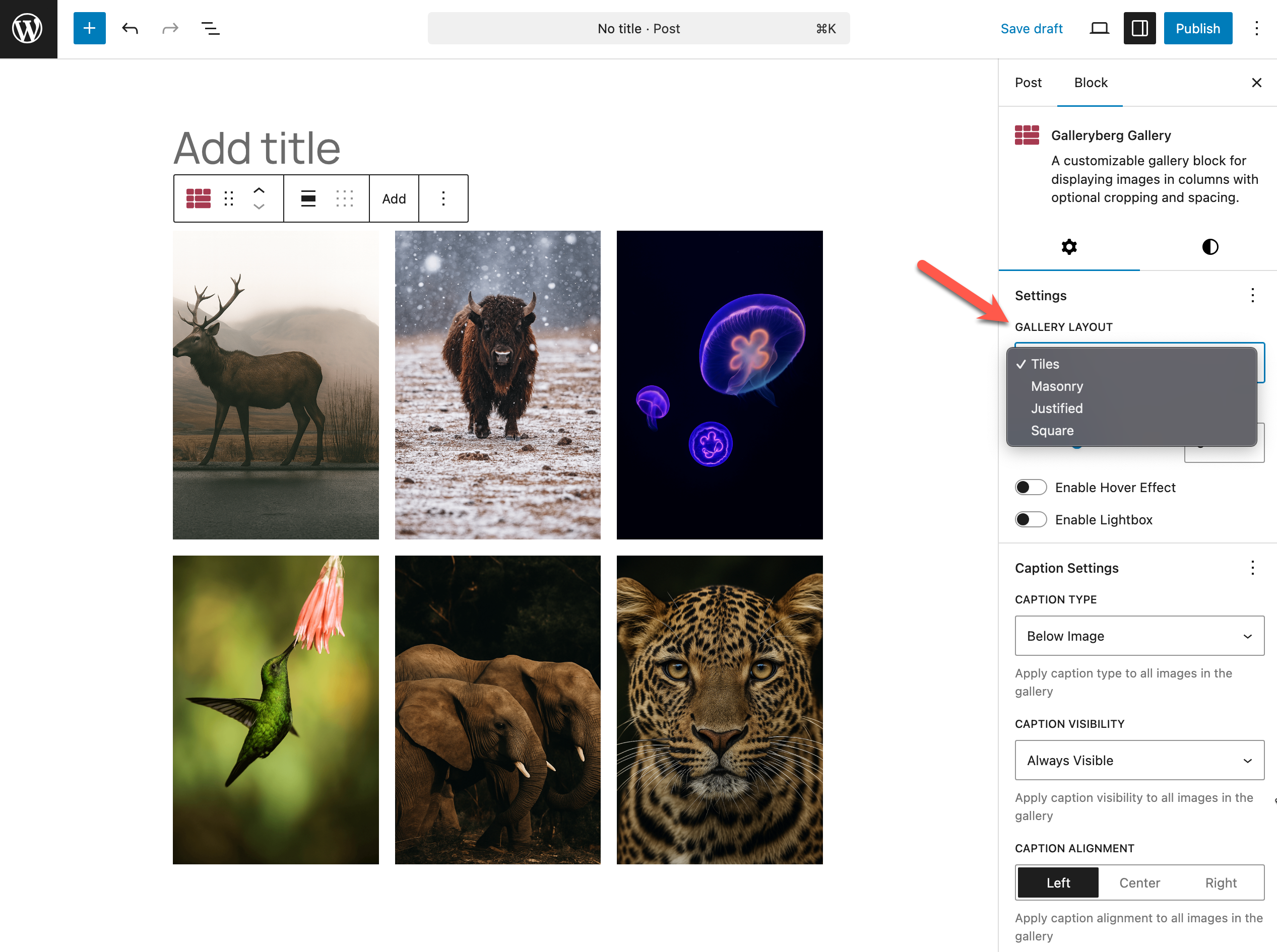 Choose a gallery Layout
