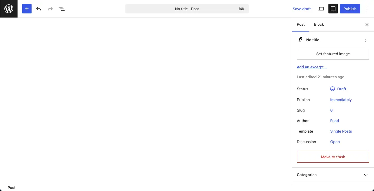 Open a post or page to create a gallery