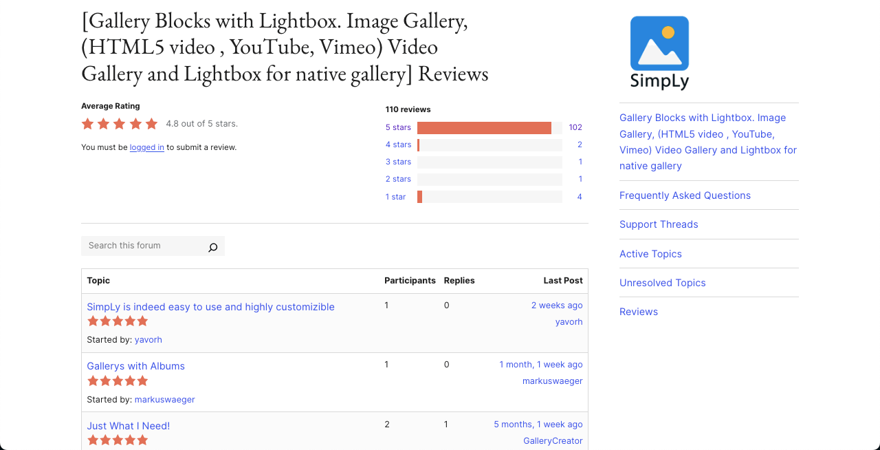 SimpLy Gallery Blocks reviews