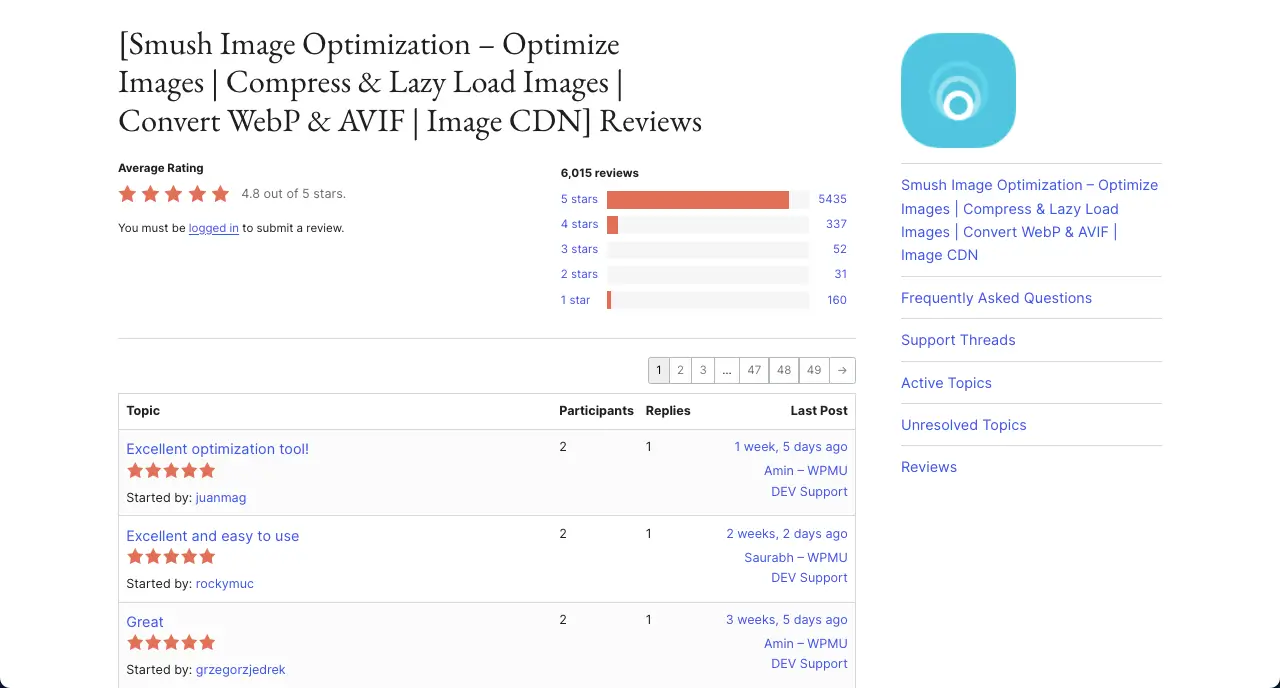 Smush ratings and reviews