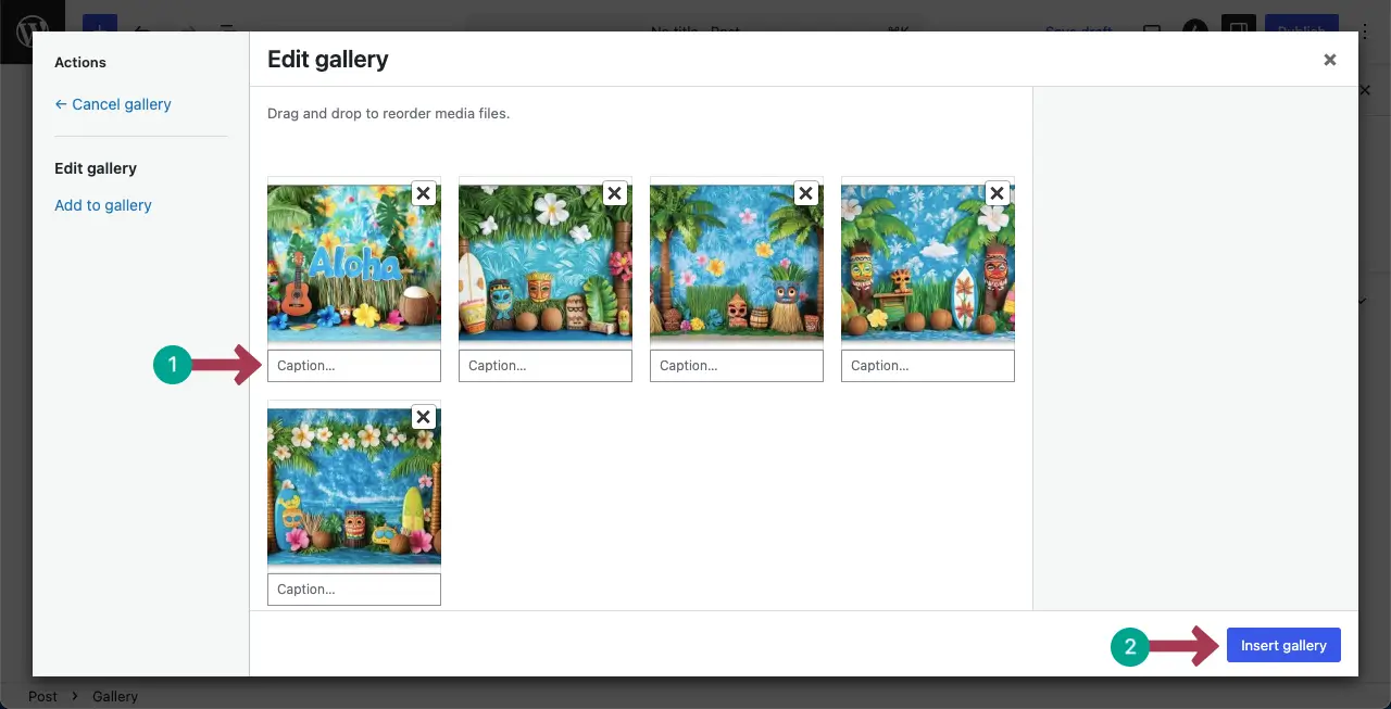 Add captions to the images