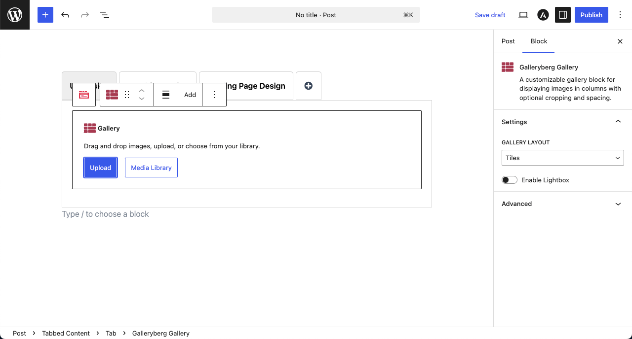 Add images to the Gallerybeg block