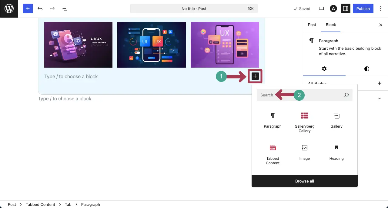 Add more blocks to the Tabbed Content block