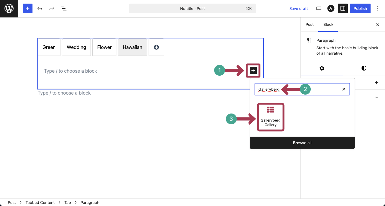 Add the Gallery Block to Each Tab