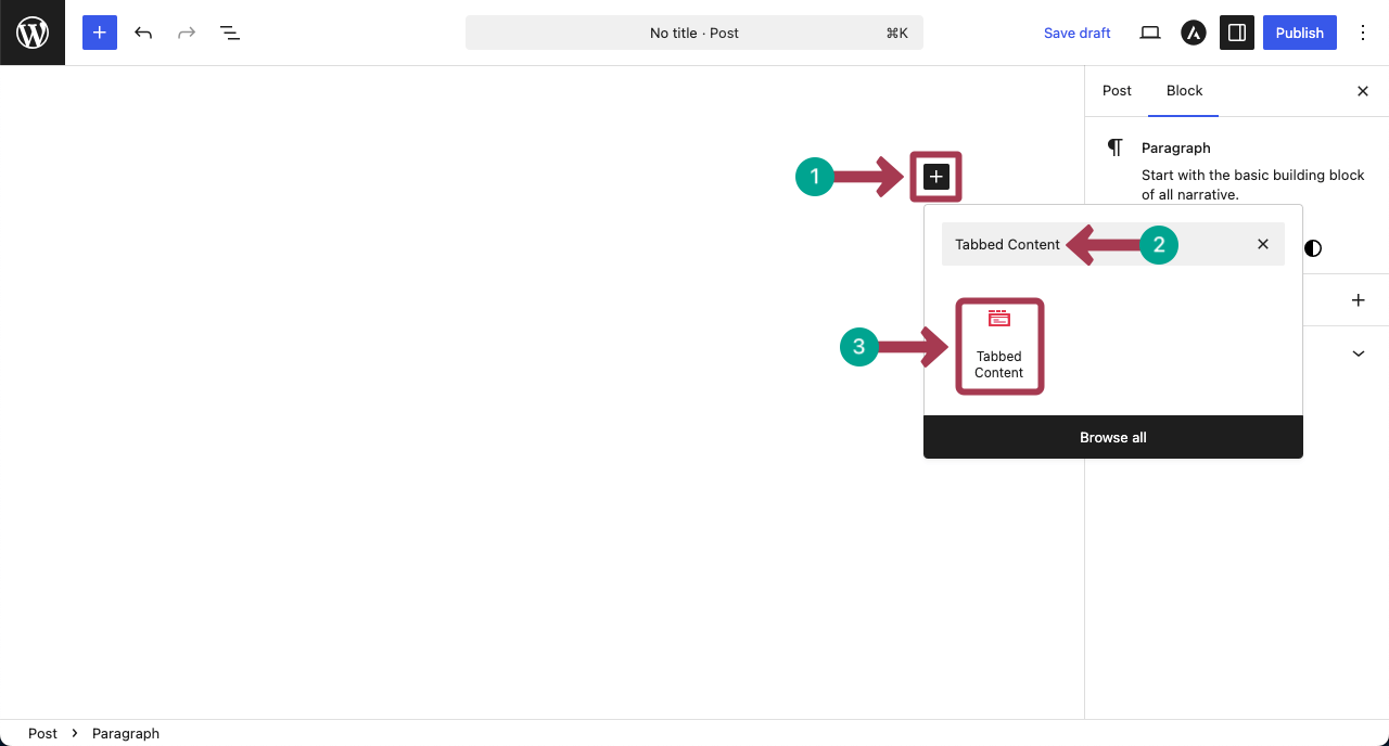 Add the Tabbed Content Block to the Editor