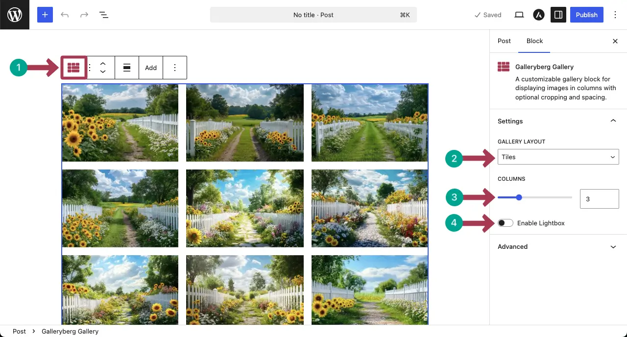 Change layout of the client's showcase gallery