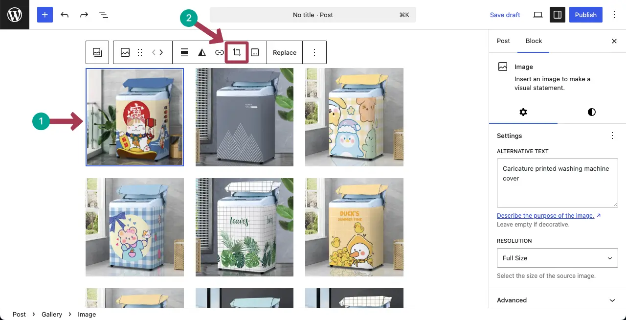 Crop image in the gallery