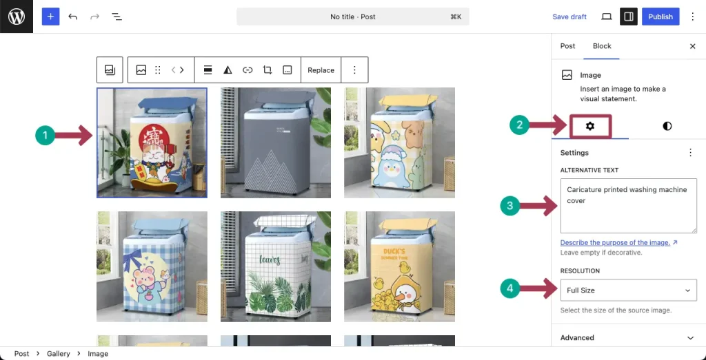 Customize settings of each image in the gallery