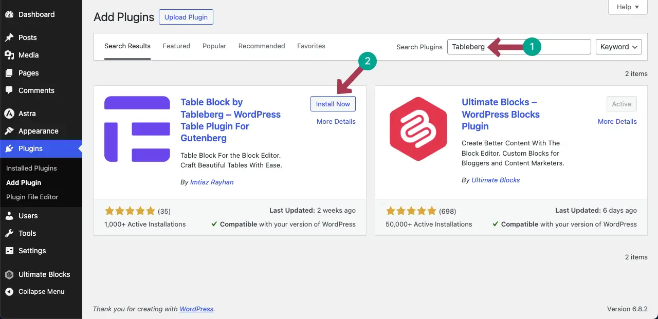 Install and Activate the Tableberg Plugin 