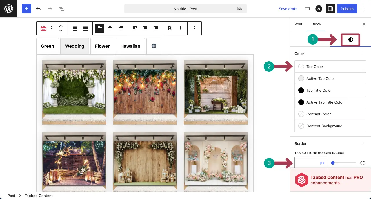 Stylize the Tabs Block