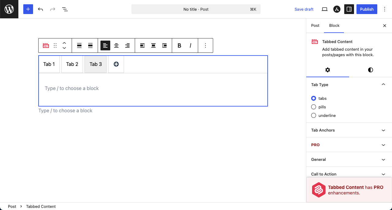 Tabs created