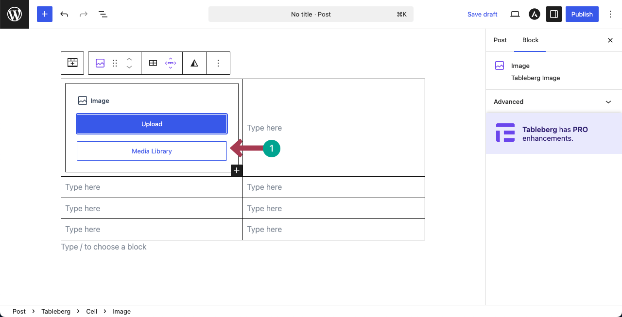 Upload an image to the table cell