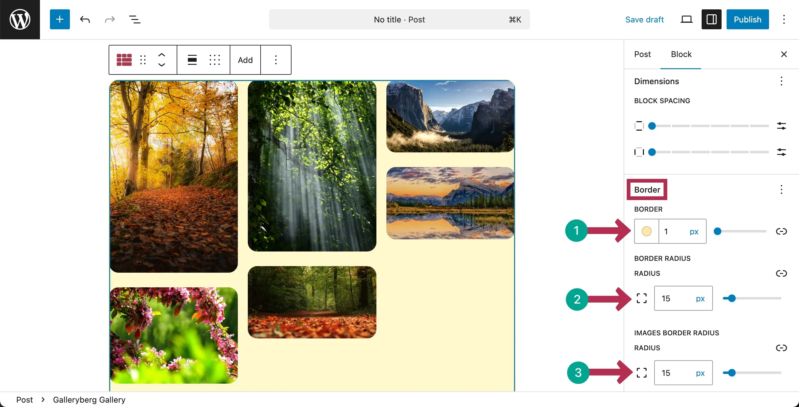 Add Border Color and Radius for the Masonry Gallery