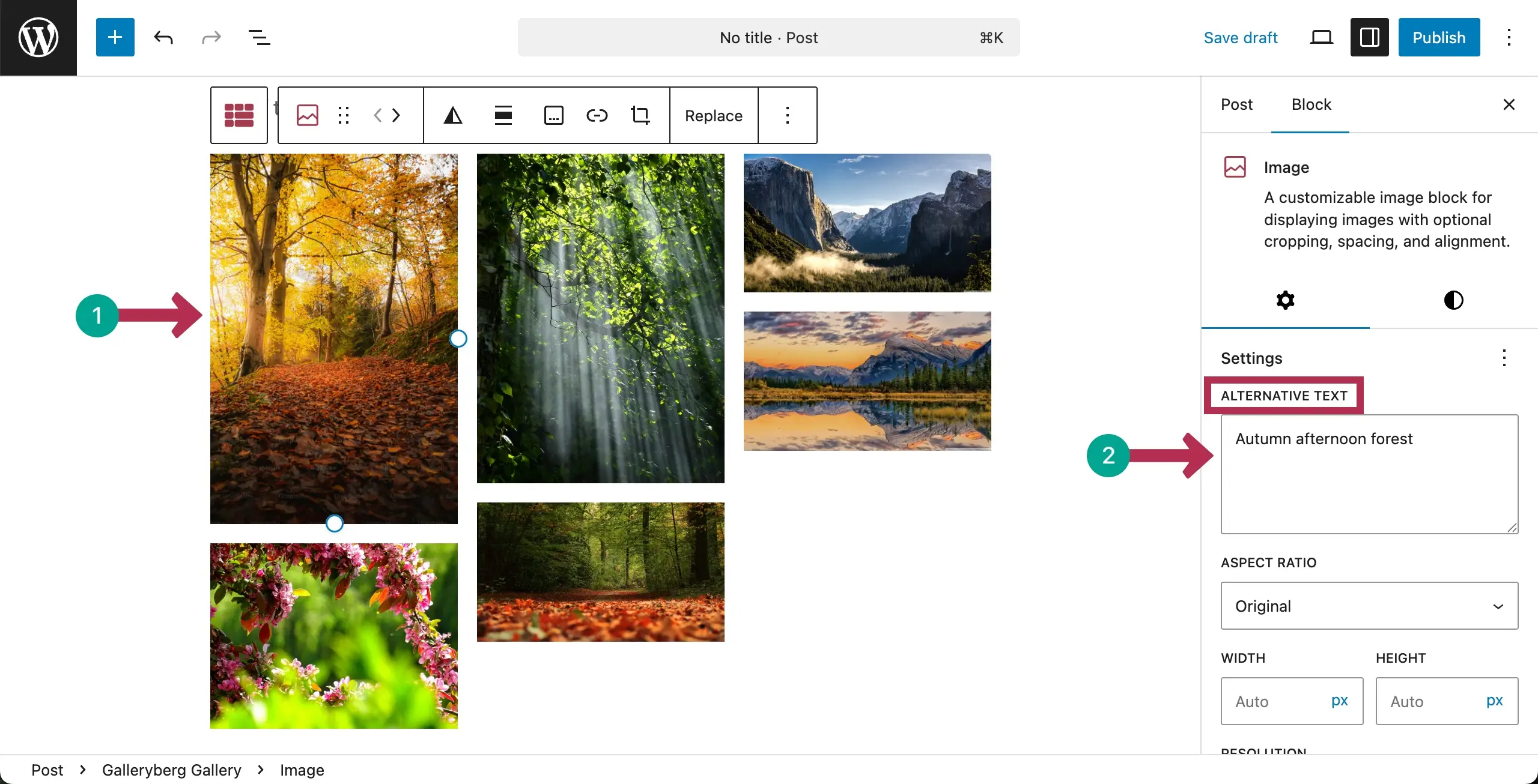 Add alternative texts to the images of the Masonry gallery