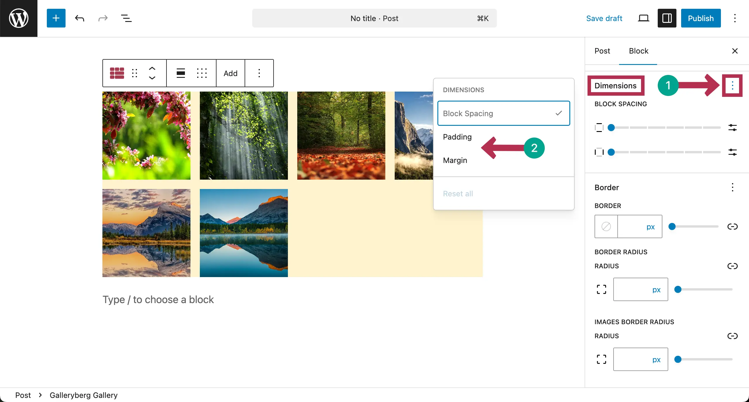Add dimensions to the Square layout gallery