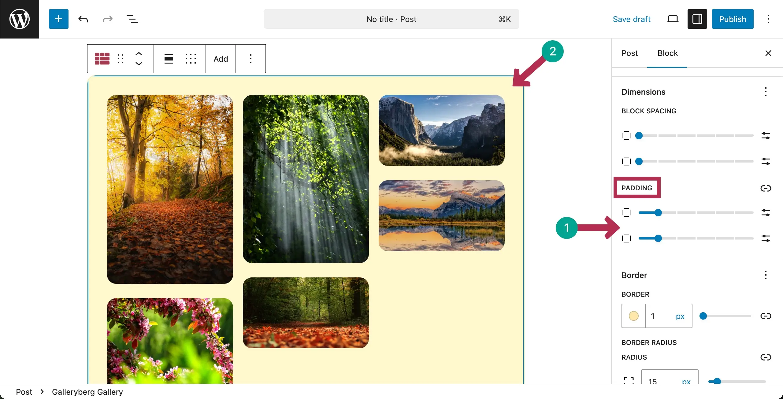 Add padding to the Masonry gallery