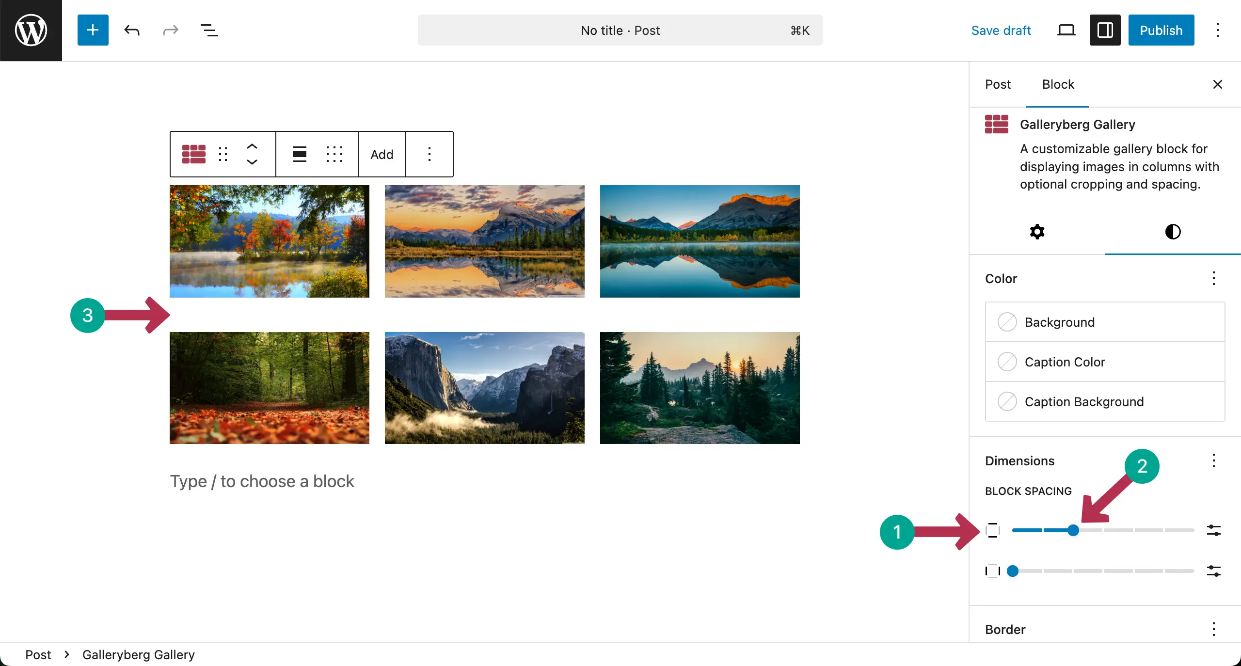 Adjust space between rows of the Gallery