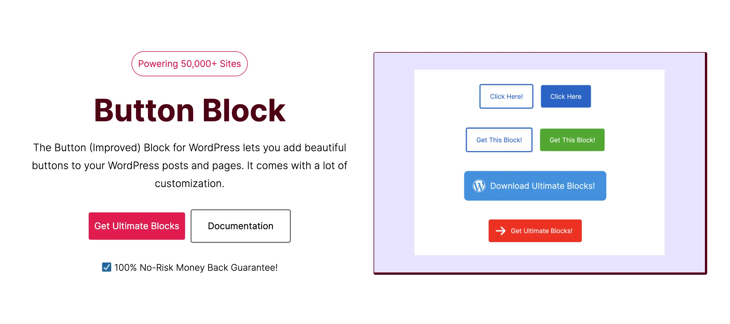Button block of the Ultimate Blocks plugin