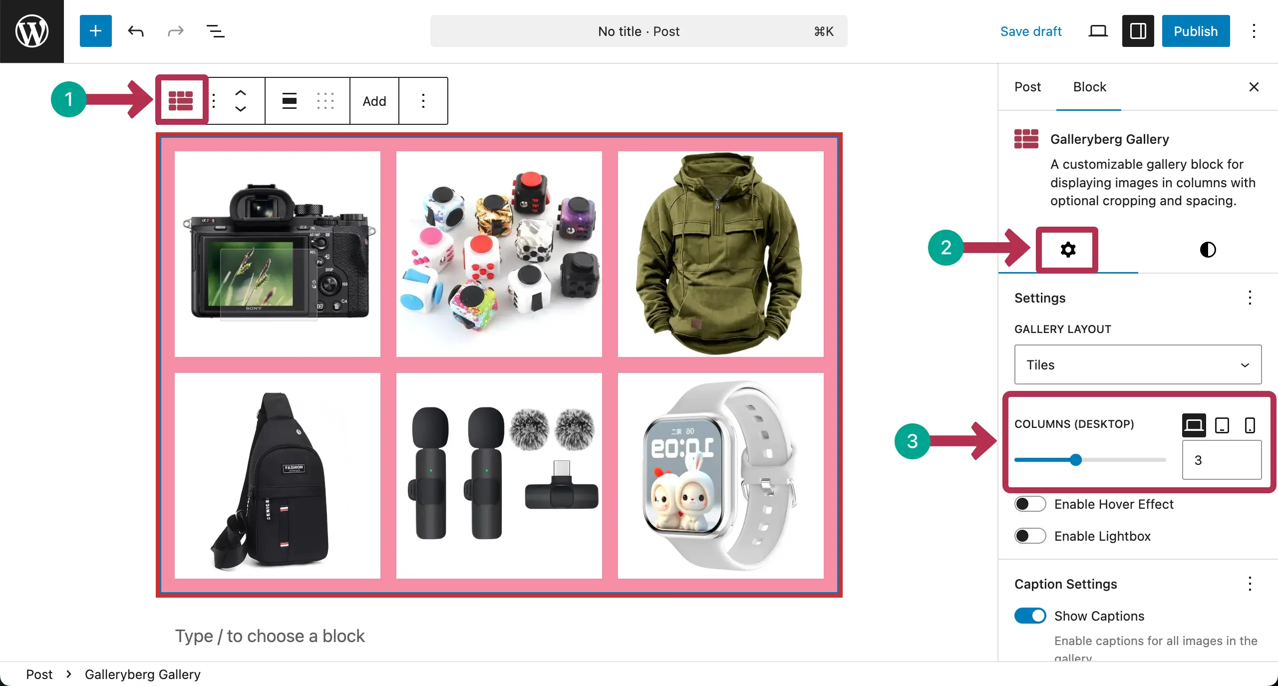 Change column number for image galleries