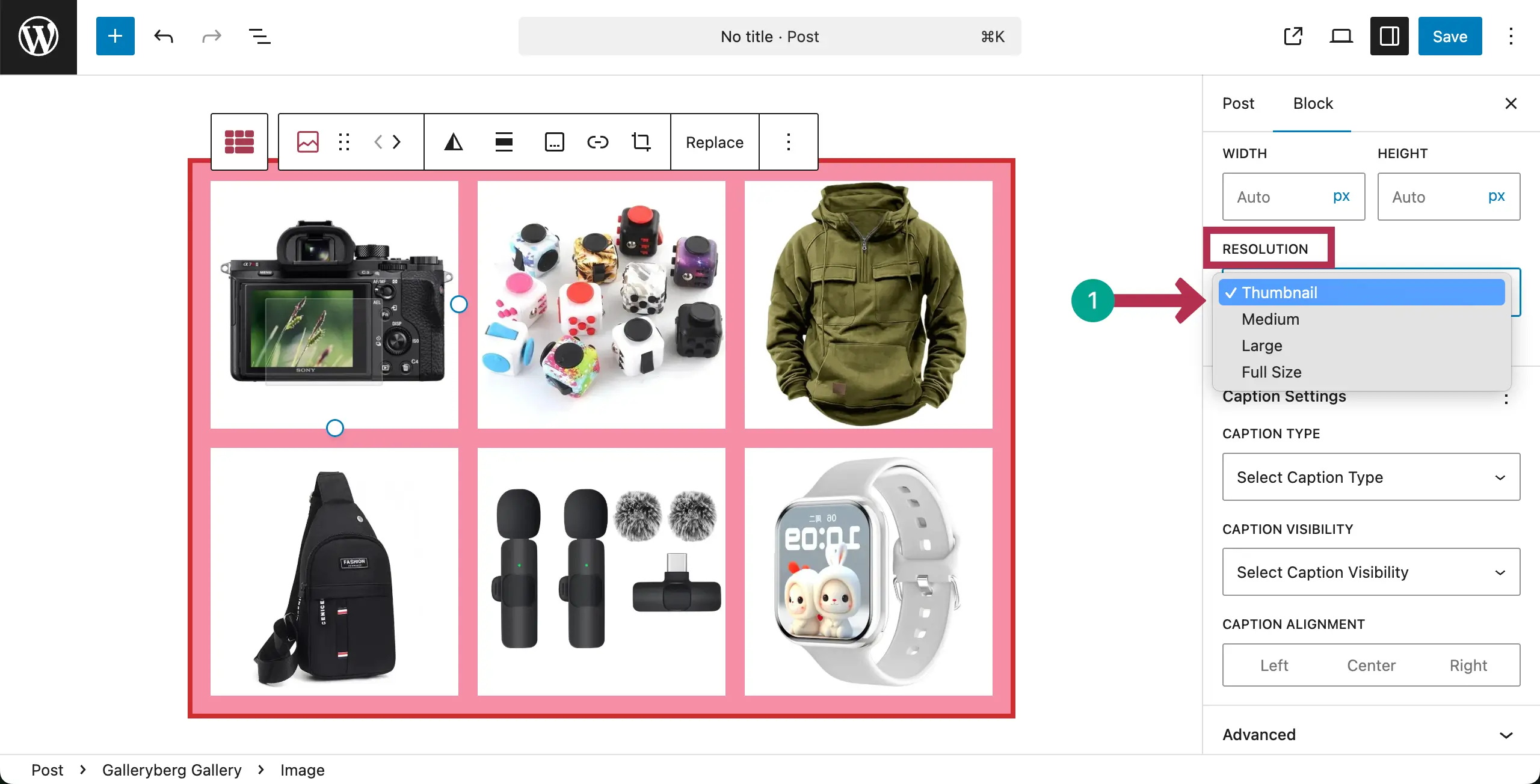 Choose an image resolution