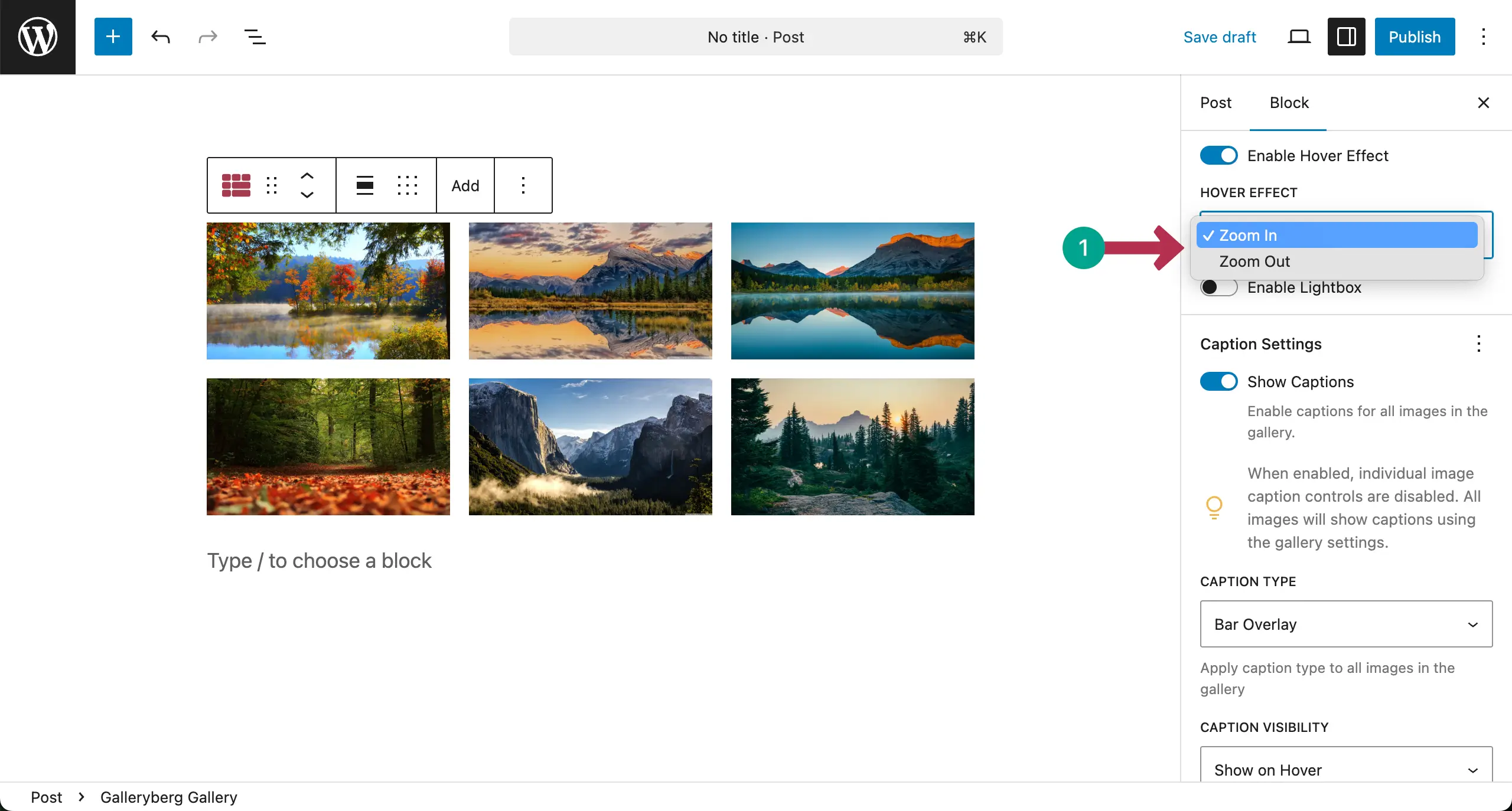 Choose zoom in or zoom out