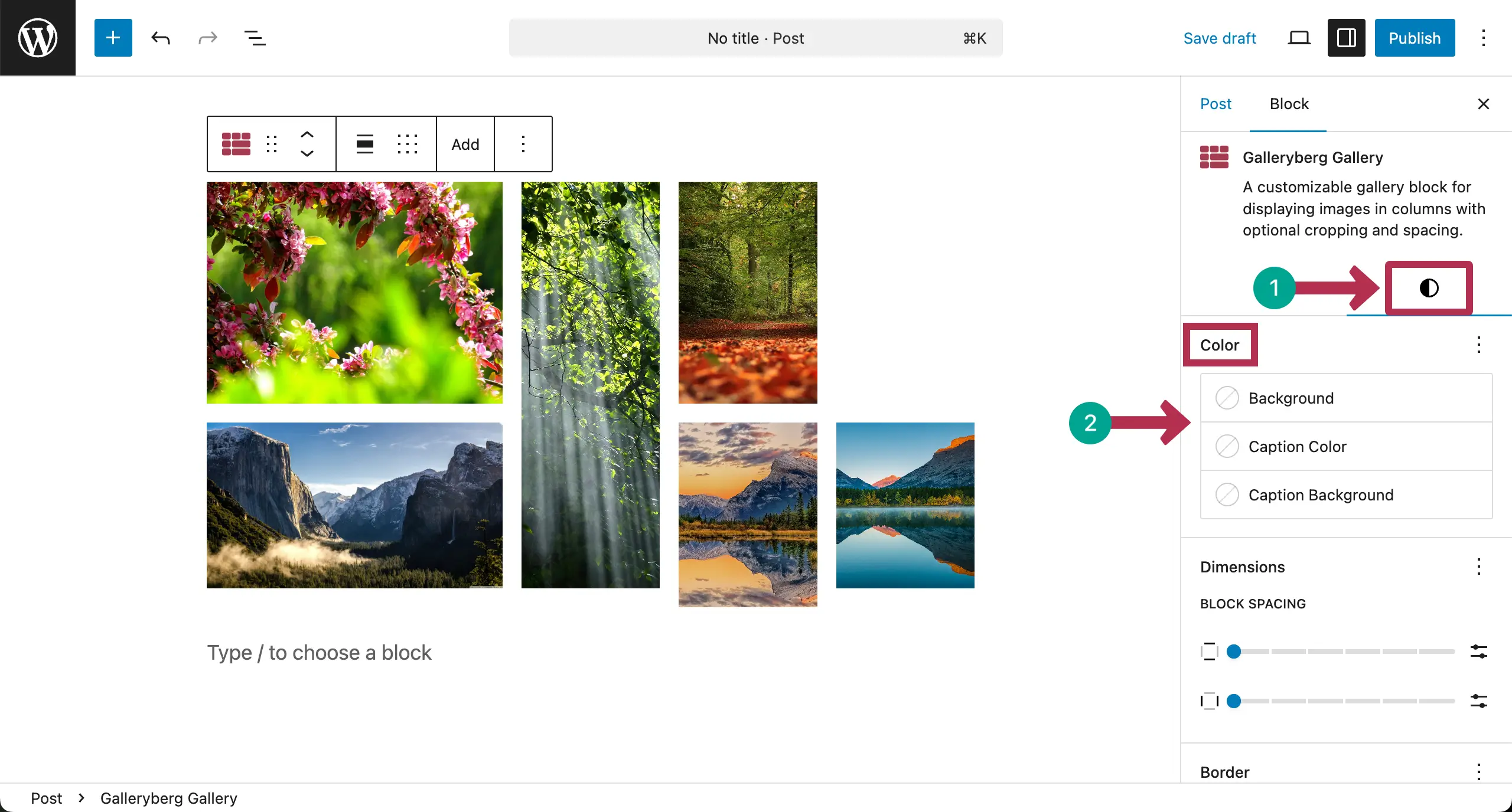 Configure customizations for the Mosaic Gallery