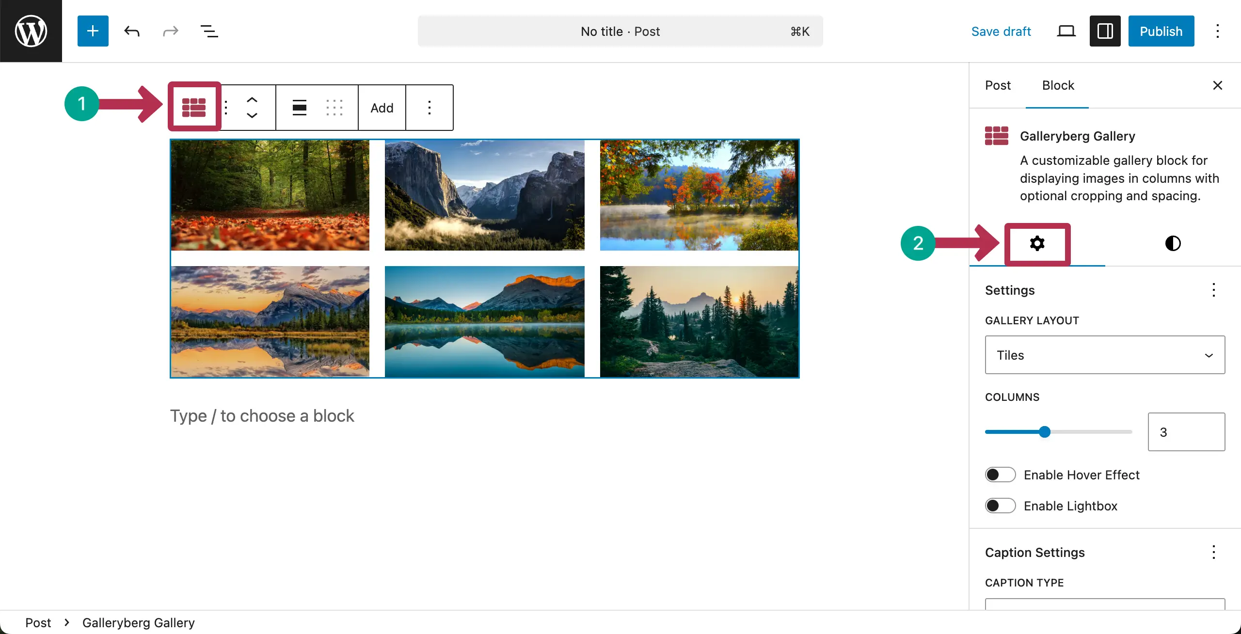 Configure settings for the Tile Layout gallery