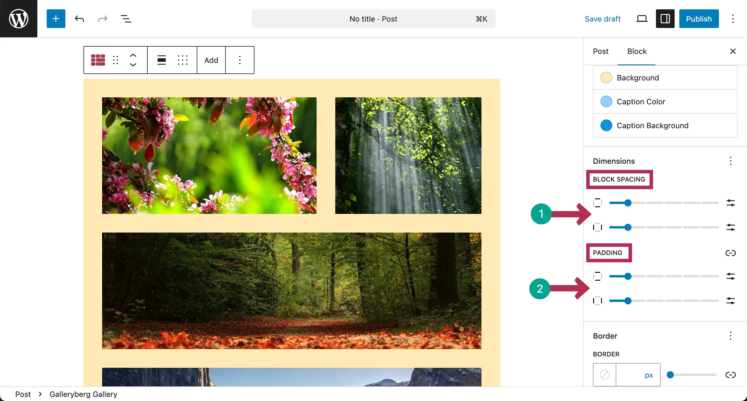 Customize padding and block spacing