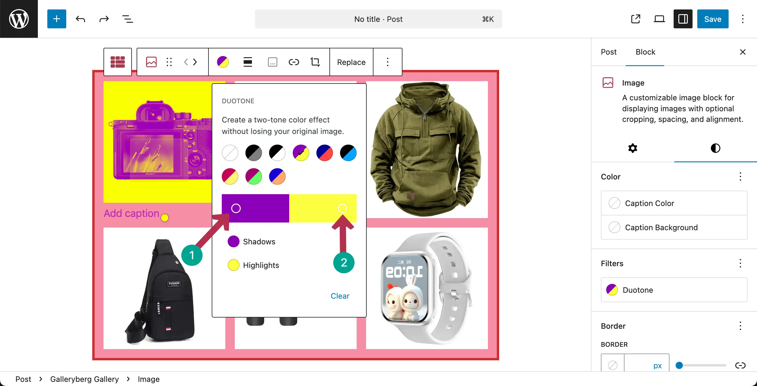 Duotone color adding options
