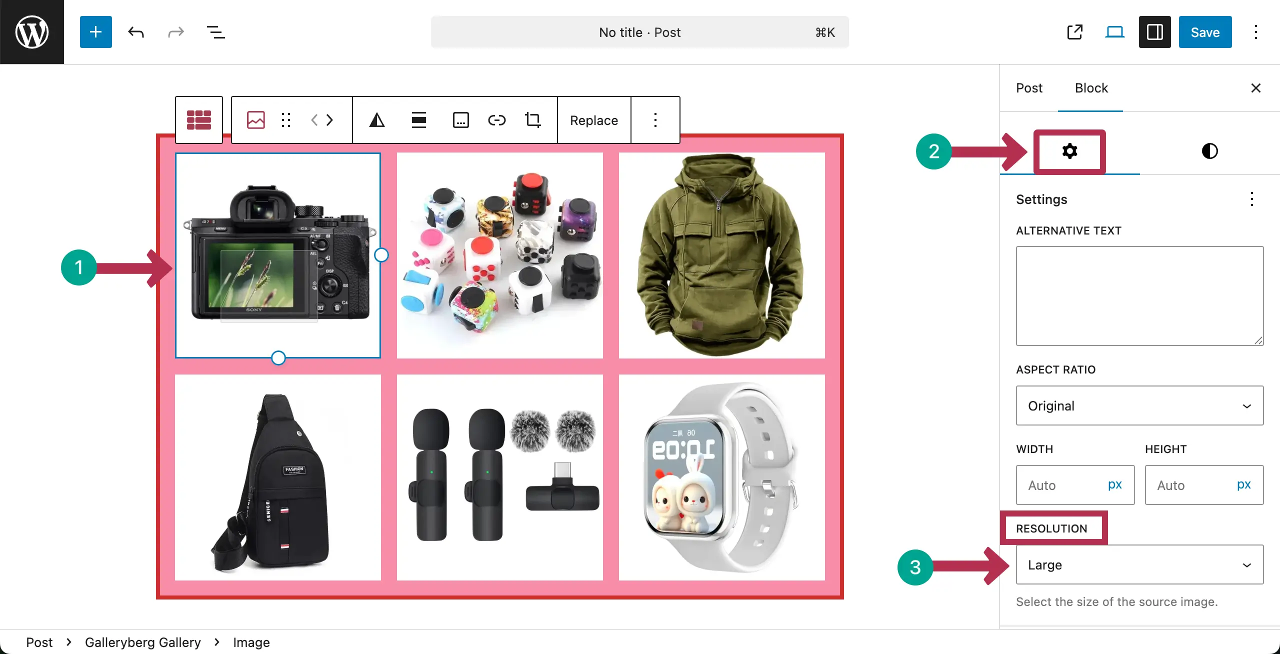 Go to image resolution