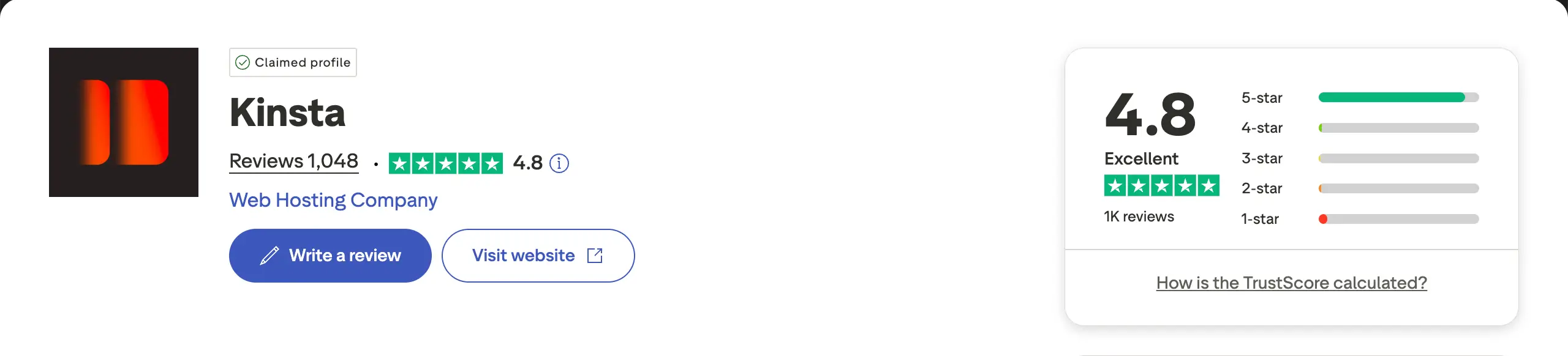 Kinsta trustpilot review