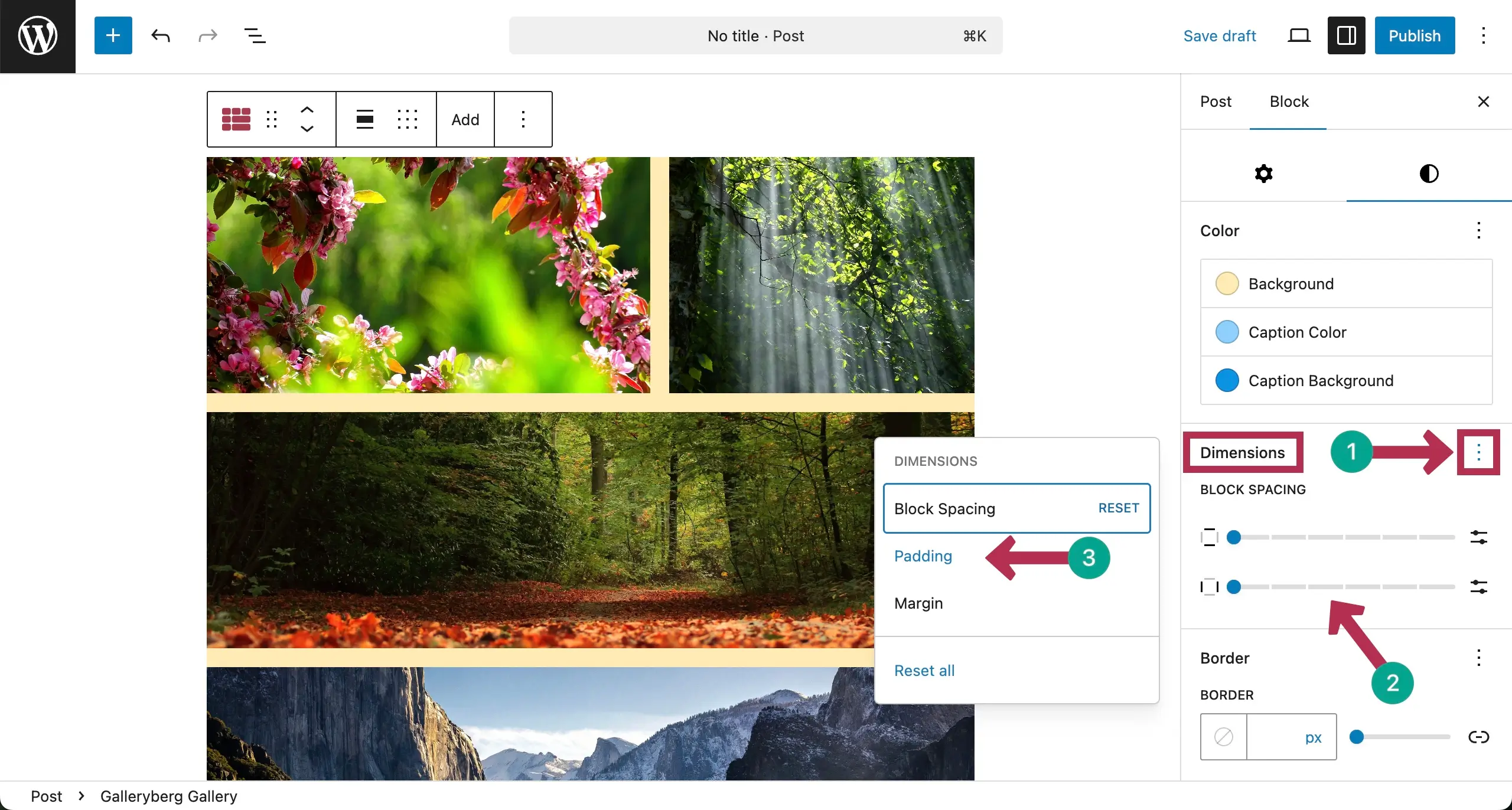 Padding Margin and Block Spacing to the Justified Gallery