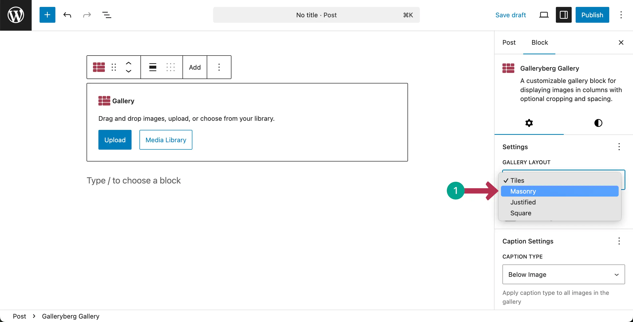 Choose the Masonry layout