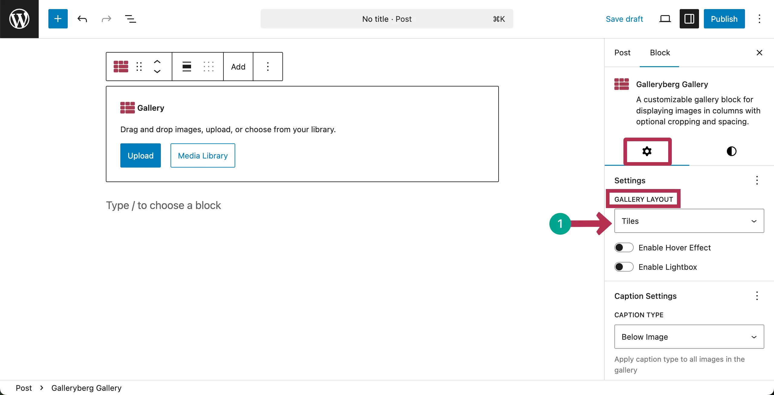 Select the Masonry Gallery Layout