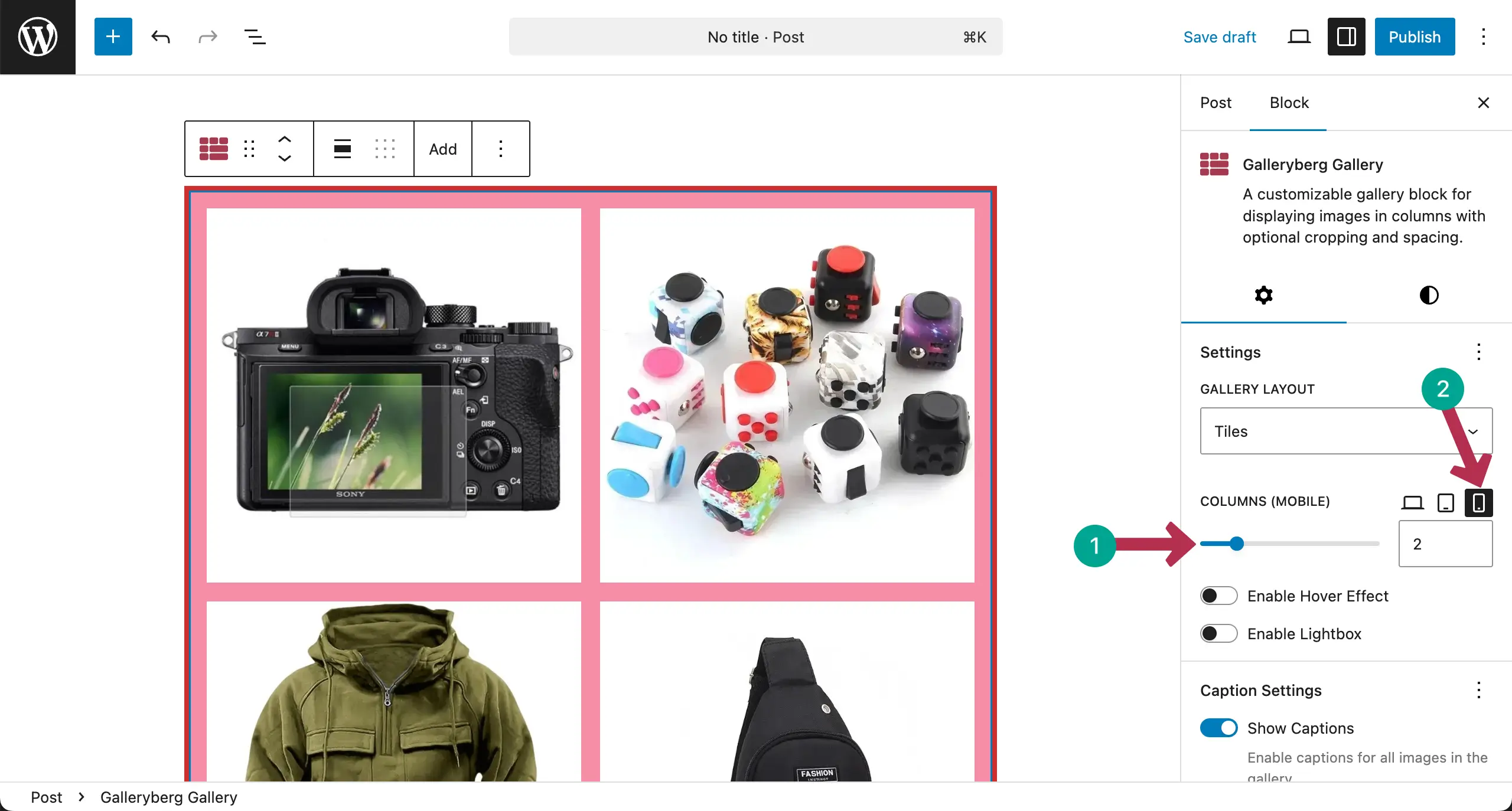 Set Columns for Mobile Phone