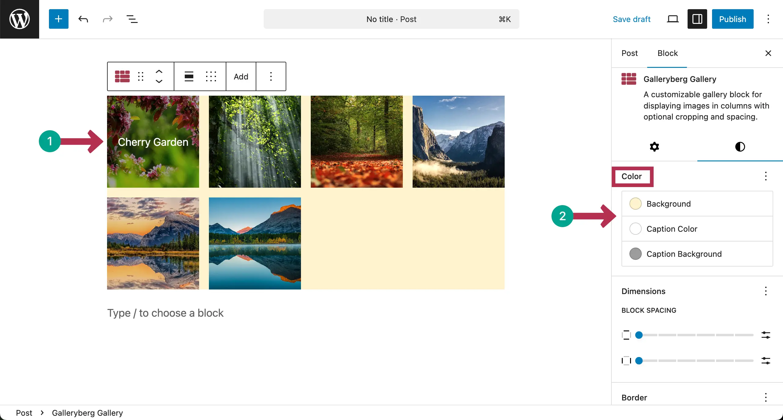 Set color to the Square Layout Gallery