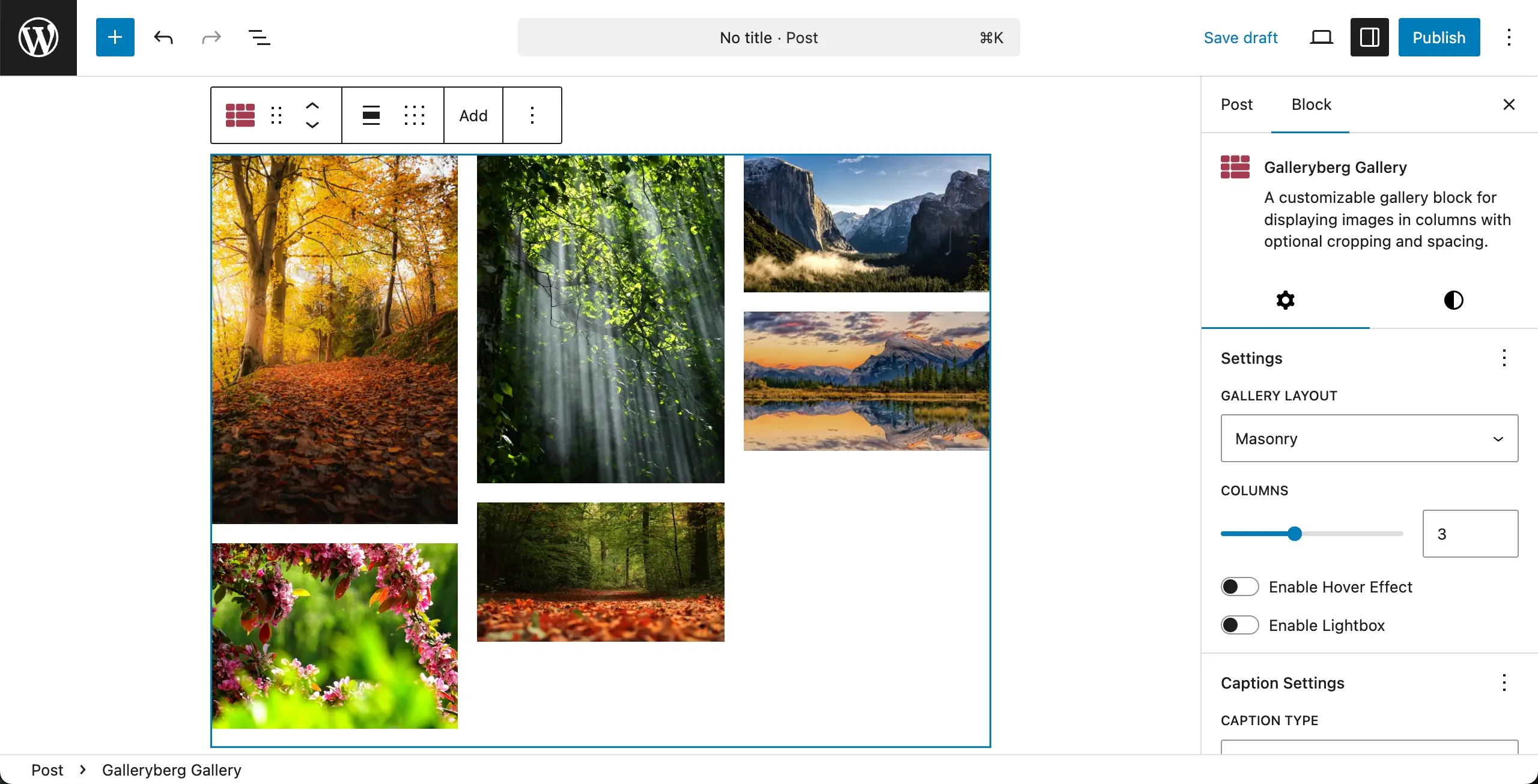 The Masonry Gallery is created with Galleryberg