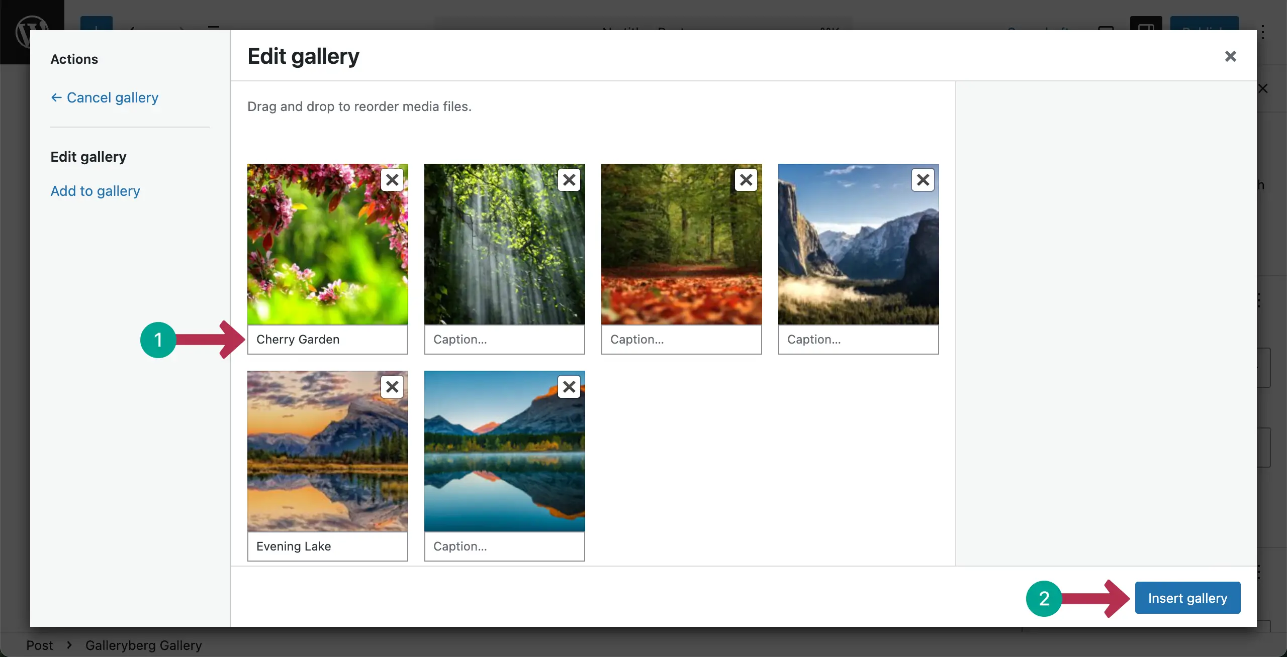 Write captions to the images