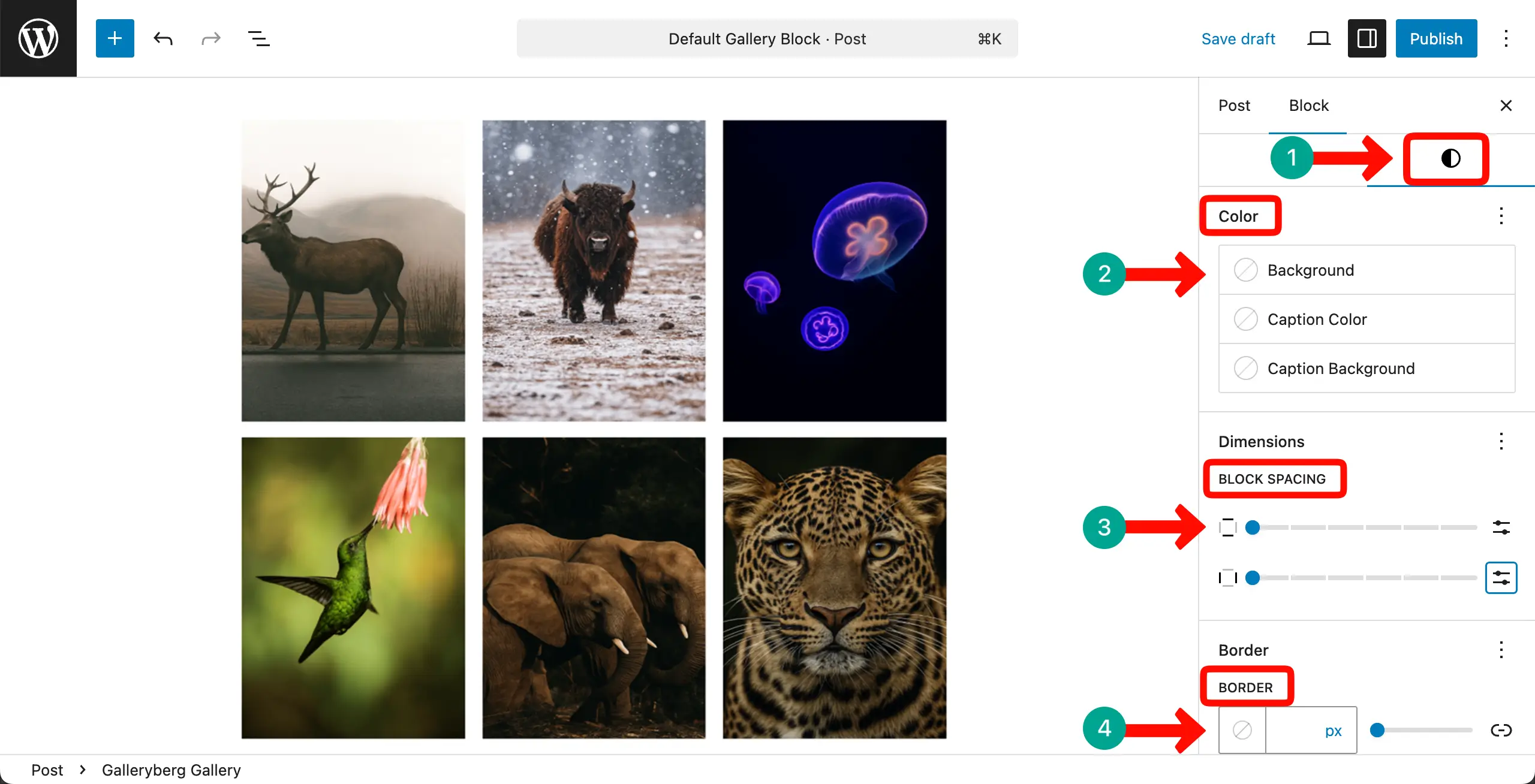 Stylize the gallery block